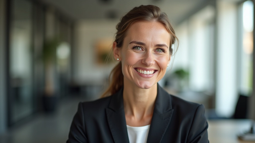 Consultant en gestion de frais mixtes personnels et professionnels, portrait d'une femme avec expression accueillante