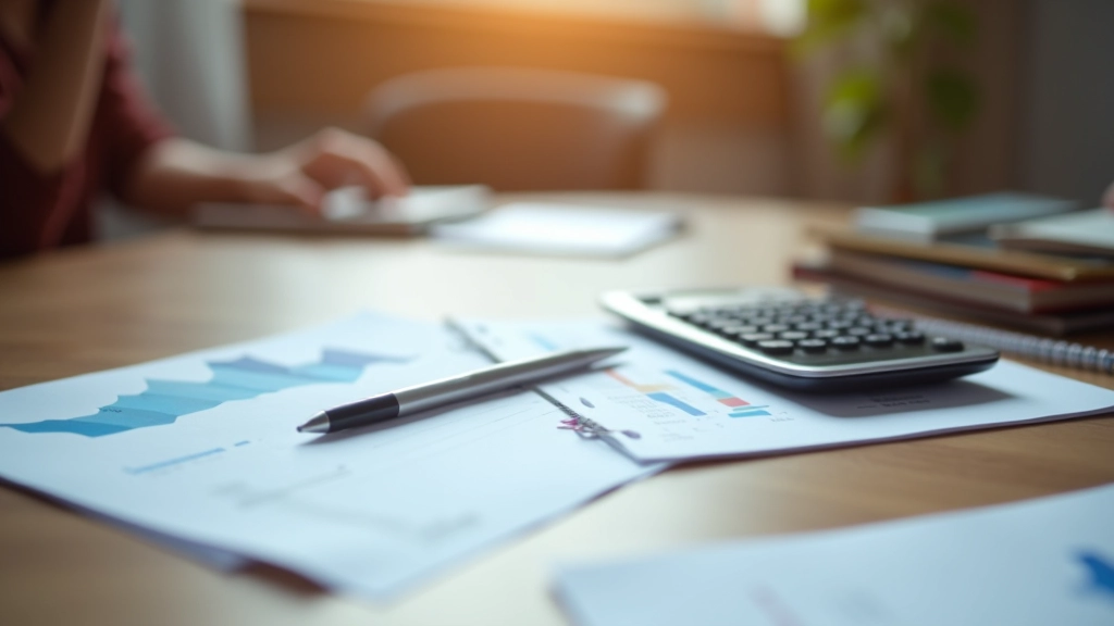 Calculatrice et documents avec calculs de coûts sur un bureau