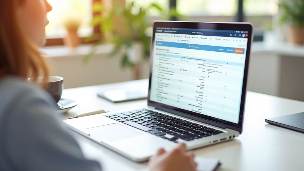 Ordinateur affichant un formulaire de déclaration fiscale numérique, interface claire et simple