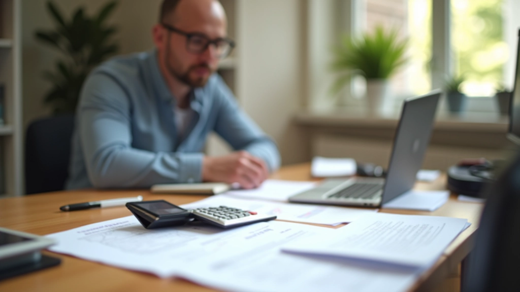 Personne travaillant à domicile avec documents fiscaux et calculatrice